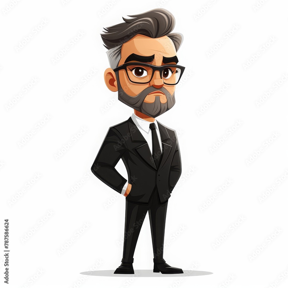young office director office businessman boss wearing black suit vector cartoon 2d chibi character illustration young office director office businessman boss wearing black suit vector cartoon 2d chibi character illustration