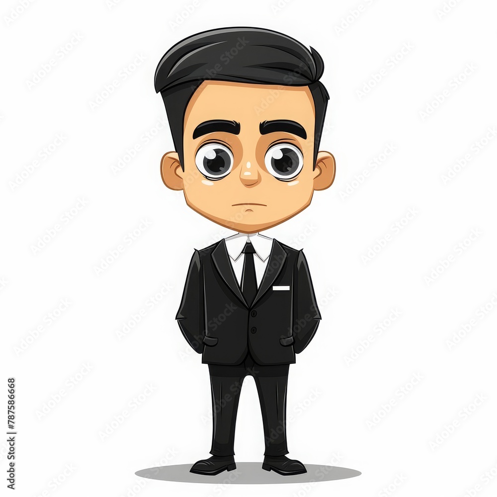 young office director office businessman boss wearing black suit vector cartoon 2d chibi character illustration young office director office businessman boss wearing black suit vector cartoon 2d chibi character illustration
