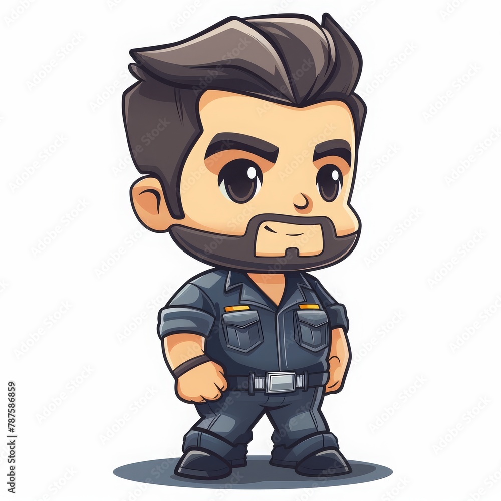 Big muscular workshop worker on solid white background character vector illustration Big muscular workshop worker on solid white background character vector illustration