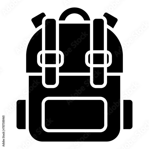 Backpack, camping bag glyph solid icon photo