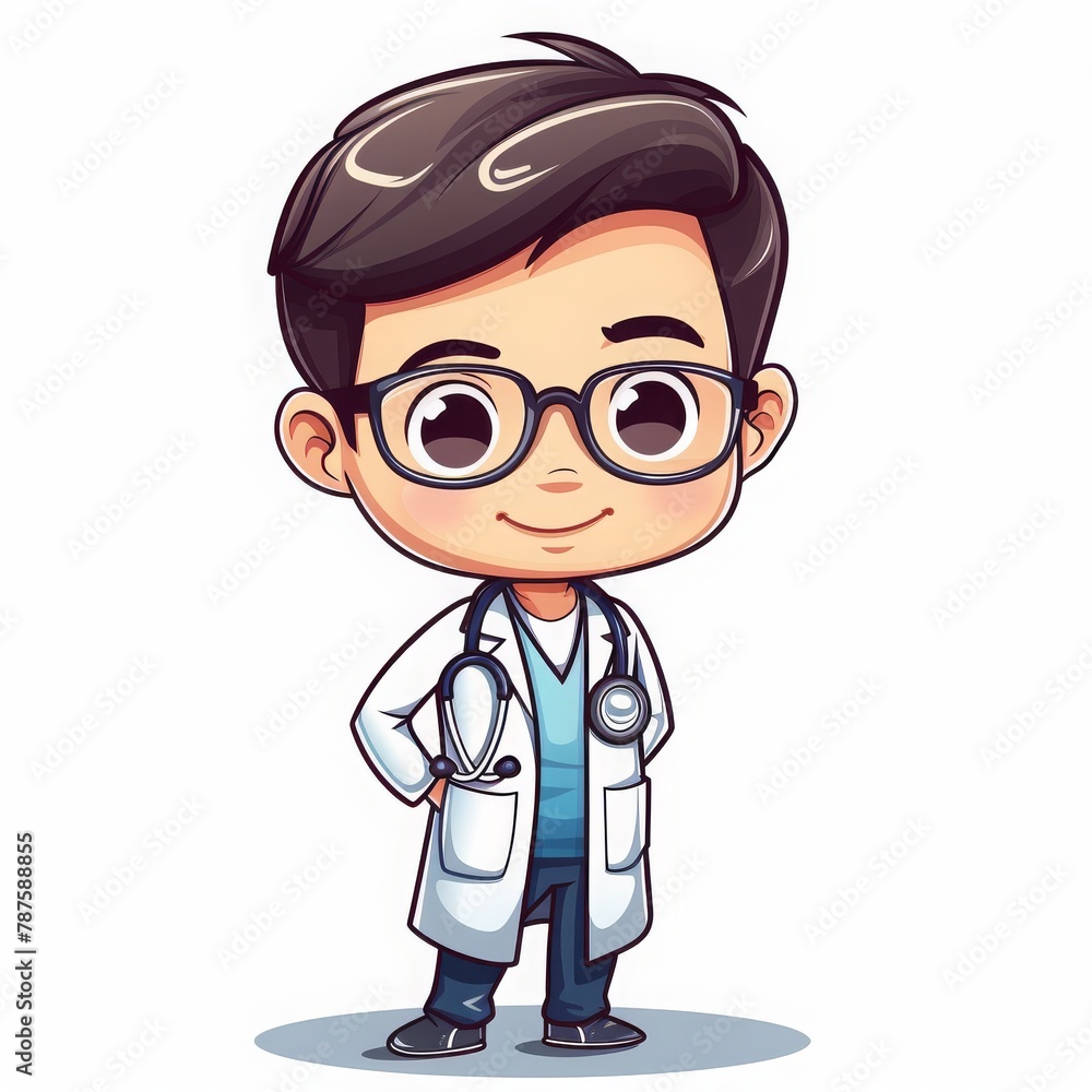 doctor dentist vector character chibi illustration on solid white background doctor dentist vector character chibi illustration on solid white background