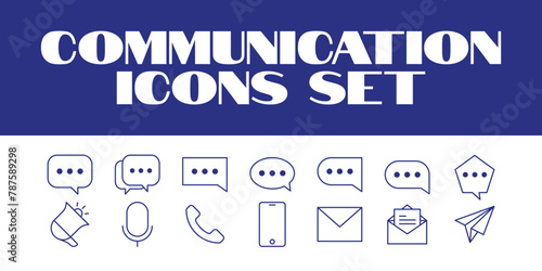 Line Communication Message Icons Set Vector Msg texting Vector Icons Set
