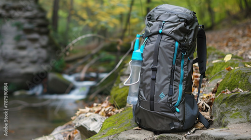 A backpack with a built-in hydration pack and a tube for easy drinking.