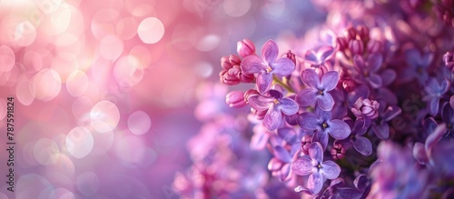 Lilac blooms provide the backdrop for the spring design theme. © Vusal