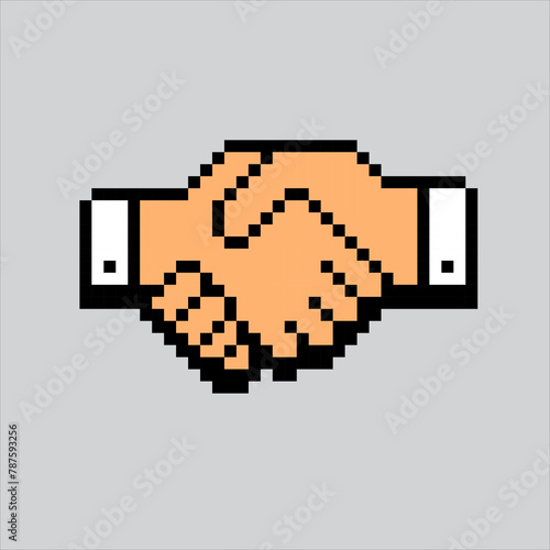 Pixel art illustration Handshake. Pixelated Handshake.
Handshake illustration pixelated for the pixel art game and icon
for website and video game.