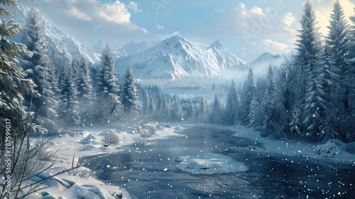 Winter landscape background image photo