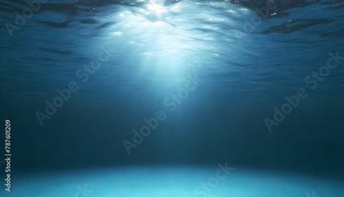Underwater view with sunlight filtering through the surface of the water