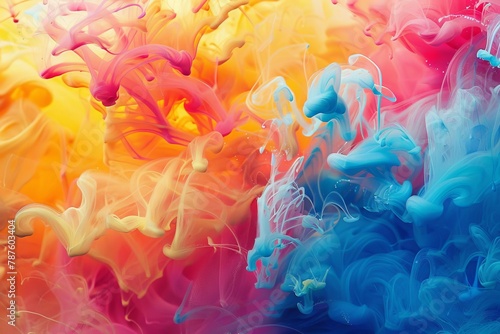 abstract liquid ink splash in vibrant rainbow colors fluid wave motion digital artwork