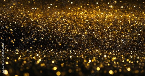 background of abstract glitter lights. blue, gold and black.