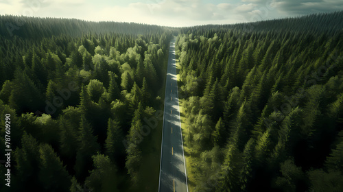 aerial photography of curved road on summer, colorful summer nature colors on trees