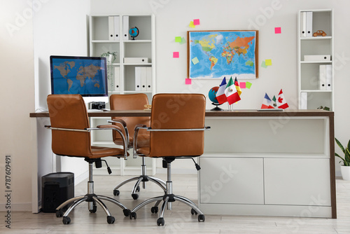 Interior of travel agency w...
