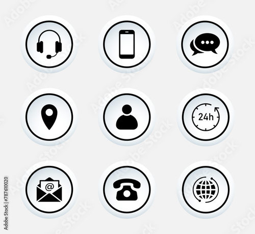 3d Communication Line Icons  Web icons. Contact us vector illustration