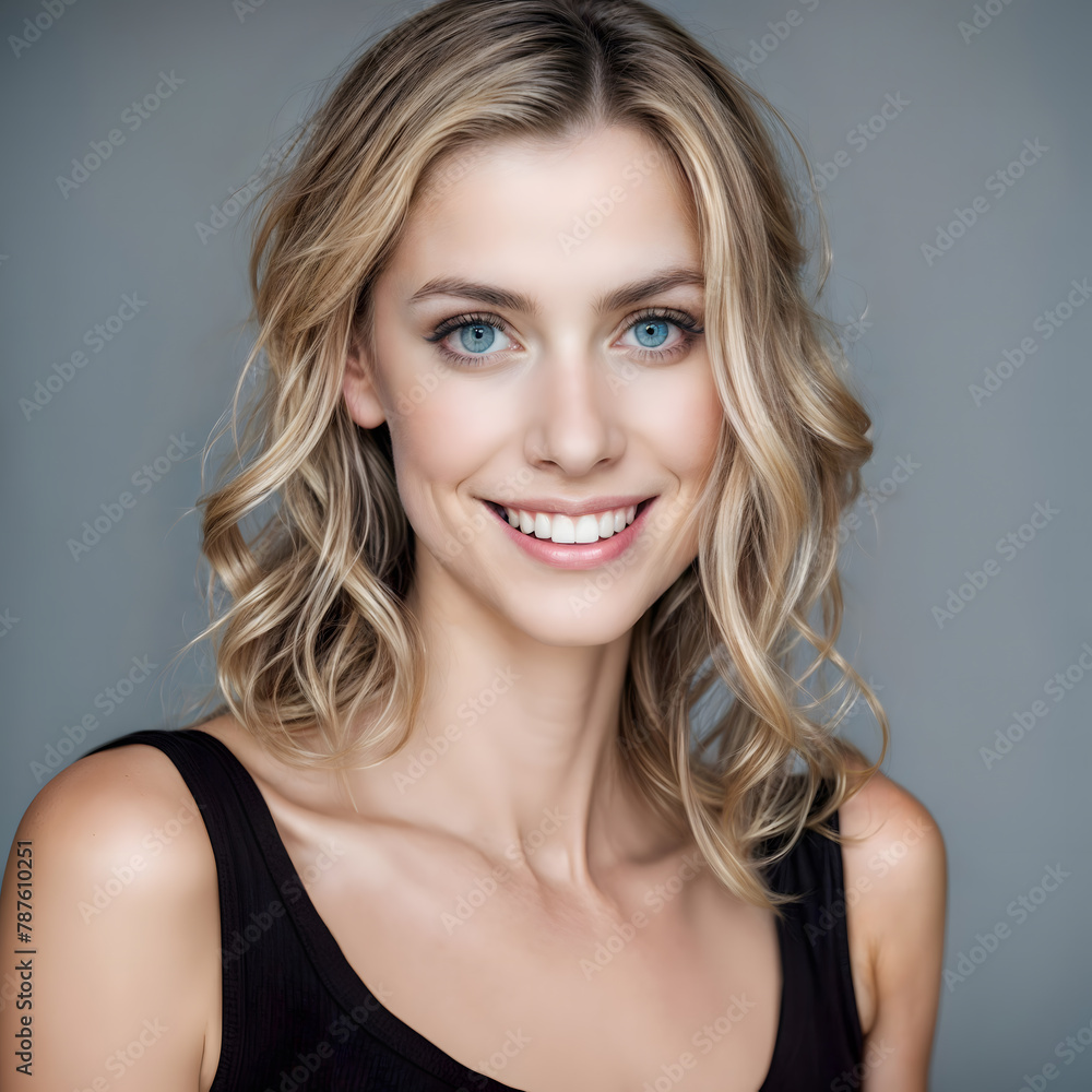a smiley face of a young woman a smiley face of a young woman