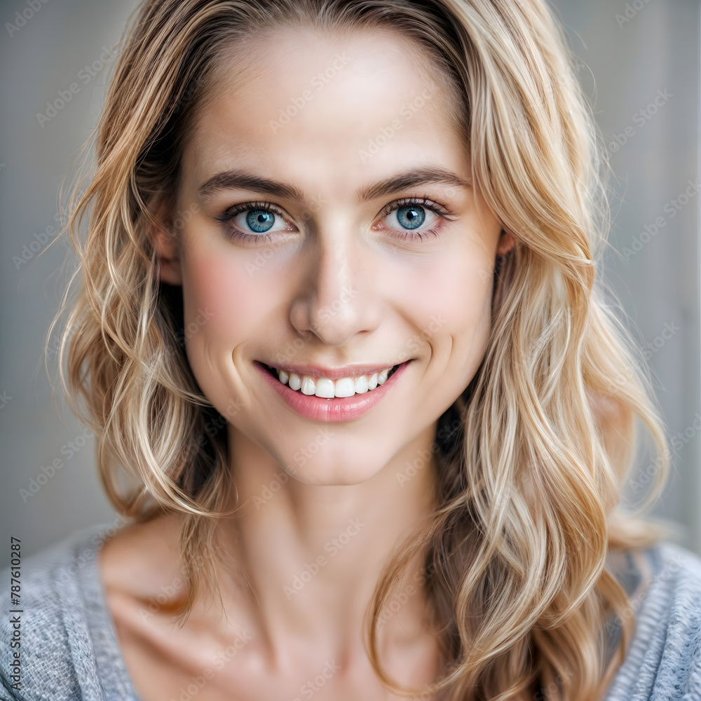 a smiley face of a young woman a smiley face of a young woman