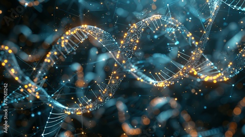 DNA double helix. DNA molecule structure. Medical science research of chromosome DNA genetic biotechnology in human genome cell. Science laboratory experiments analysis and genetic engineering study.