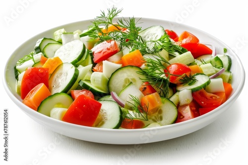 Russian salad with white background and clipping path