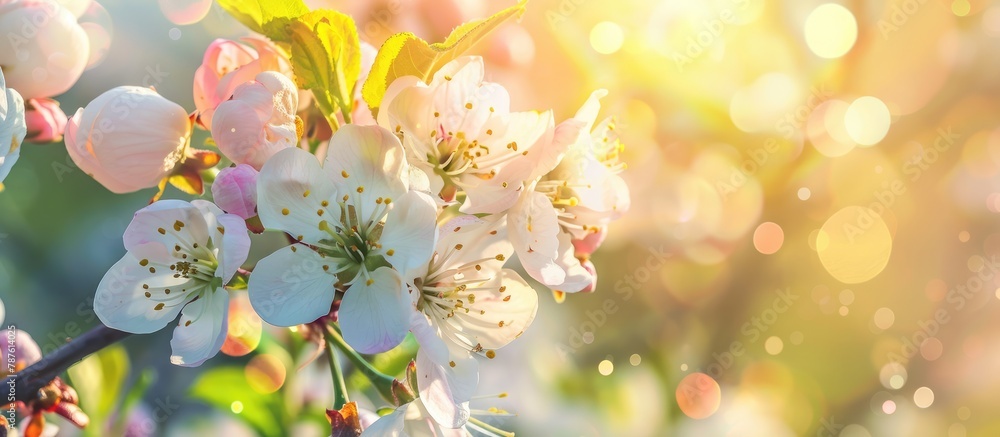 Sunshine illuminating spring blossoms