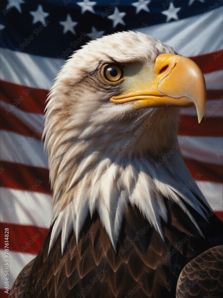 Naklejka premium American eagle with flag 