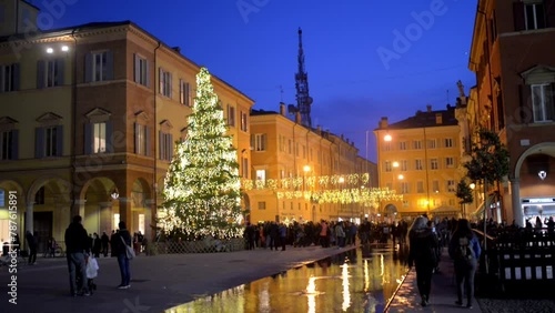 Piazza Roma in Modena, Italy. Palazzo Ducale. New Year and Christmas holidays. photo