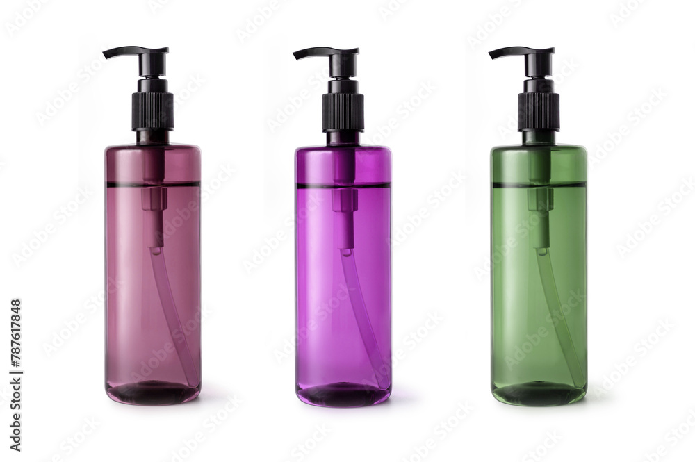 Set of Plastic bottle with liquid soap dispenser isolated on white background. Set of Plastic bottle with liquid soap dispenser isolated on white background.