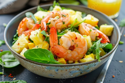 Shrimp salad with pineapple and corn