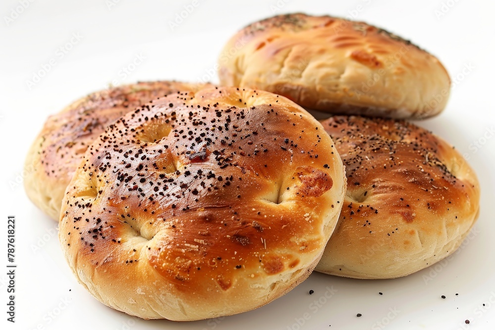 Small Lebanese Arabic bread on white background
