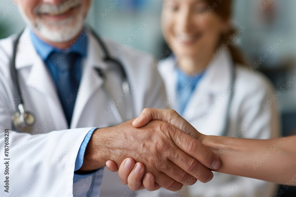 Professional Handshake between Doctors in a Hospital, Representing Trust and Collaboration in Healthcare Professional Handshake between Doctors in a Hospital, Representing Trust and Collaboration in Healthcare