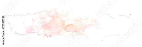 Pastel pink and peach ombre watercolor paint stain on transparent background.