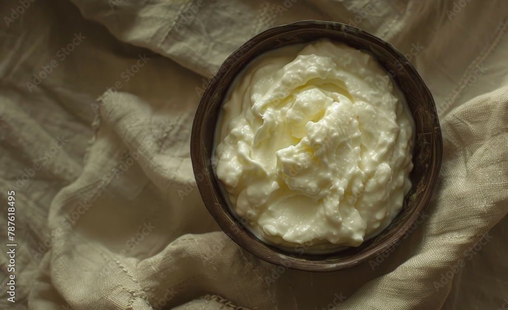 Sour cream in a cloth Sour cream in a cloth