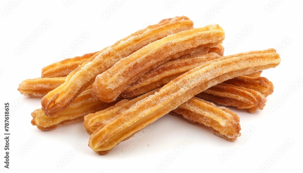 Spanish churros depicted on white background Spanish churros depicted on white background