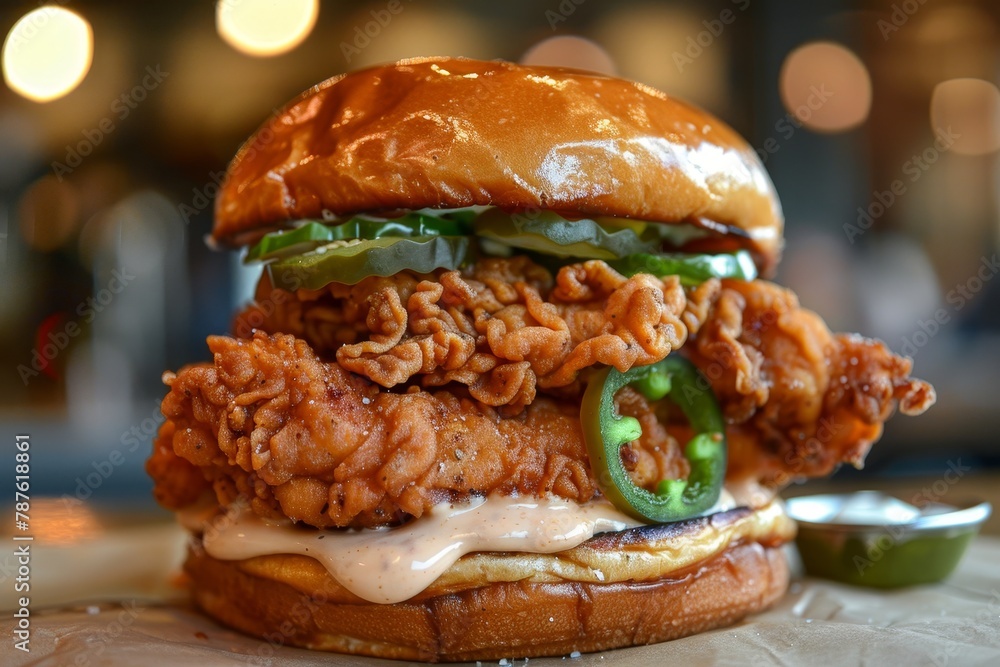 custom made wallpaper toronto digitalSpicy fried chicken sandwich with jalapenos and mayo