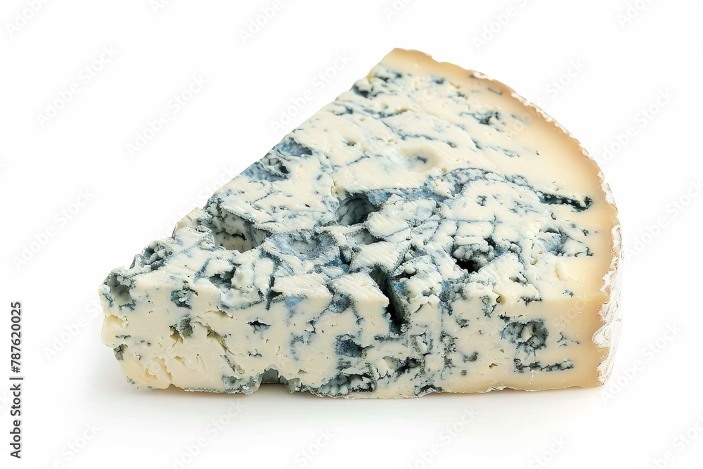 Stilton blue cheese isolated on white background