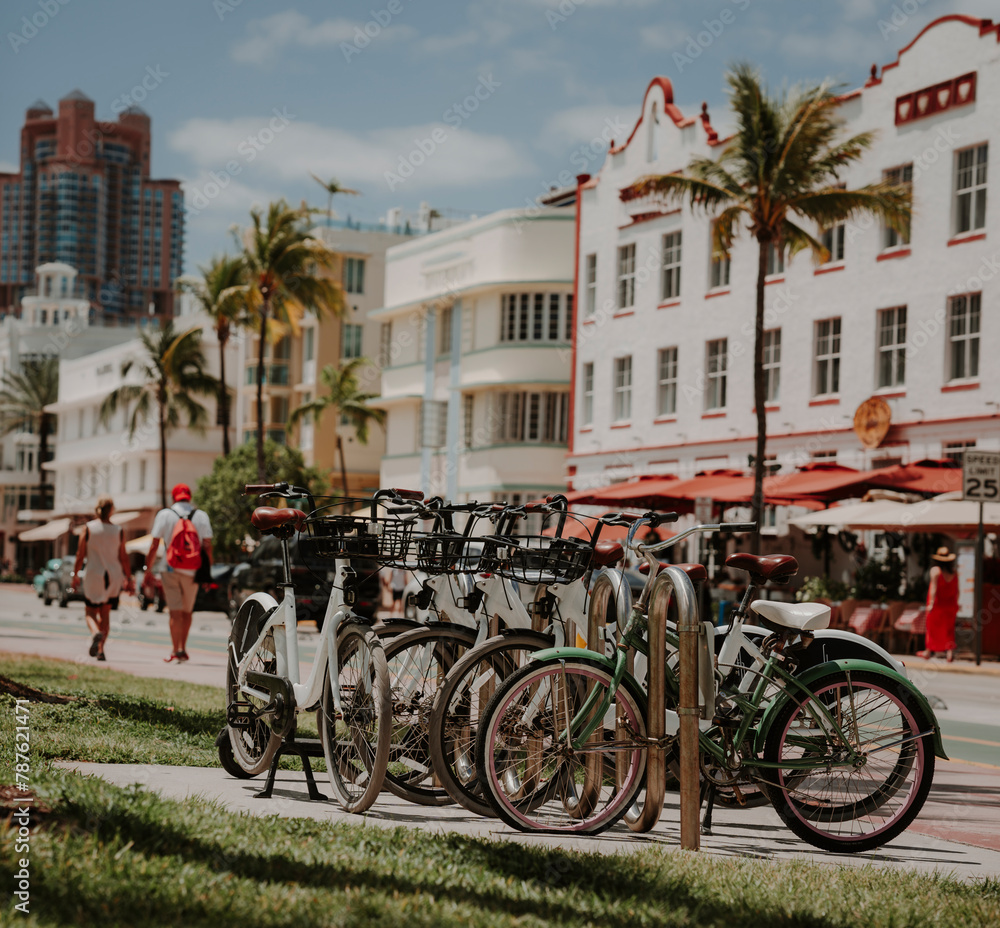 Fototapeta premium bikes on the street south beach miami 