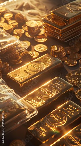 Investment Gold Collection Demonstrating Wealth and Prosperity