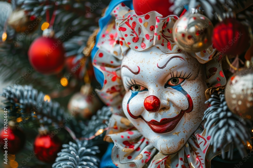Carnival clown mask for holiday decor