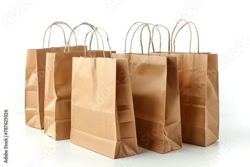 Brown paper bags isolated on white background