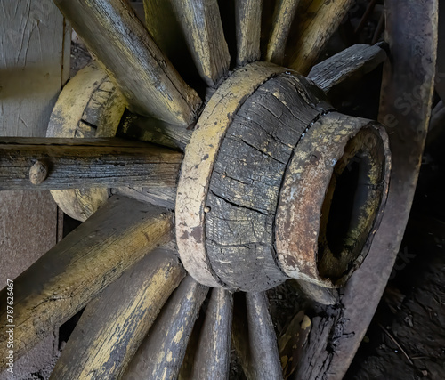 Closeup of Freight Wagon Wheel
