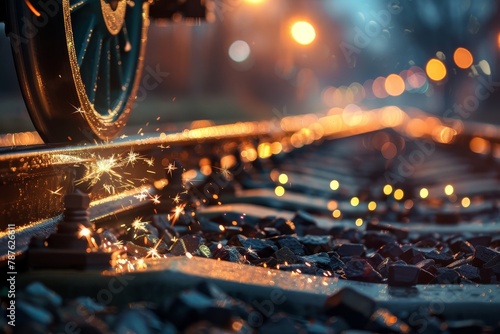 Celebrate New Year 2023 with sparklers on train tracks for greeting card design