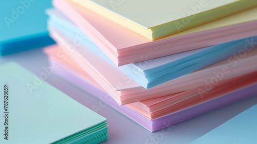 A stack of adhesive page markers in various pastel colors.