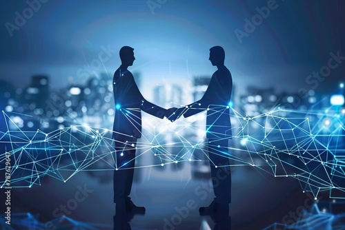 business partners shaking hands representing cooperation merger and acquisition concept illustration photo