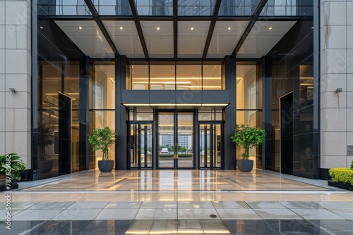 entrance to contemporary office building photo