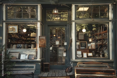charming vintage storefront elegant wood carpentry retro aesthetic quaint small business generative ai photo