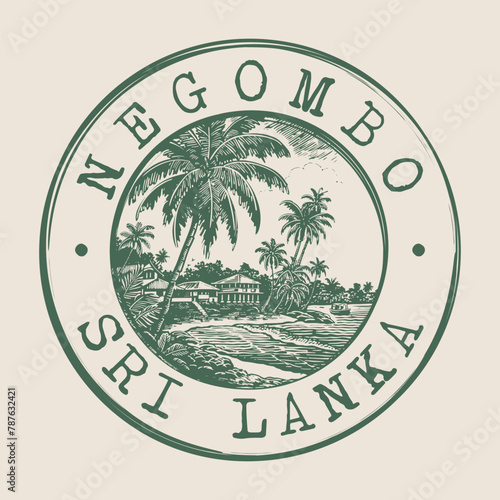 Negombo, Sri Lanka Stamp City Postmark. Silhouette Postal Passport. Round Vector Icon. Vintage Postage Design photo