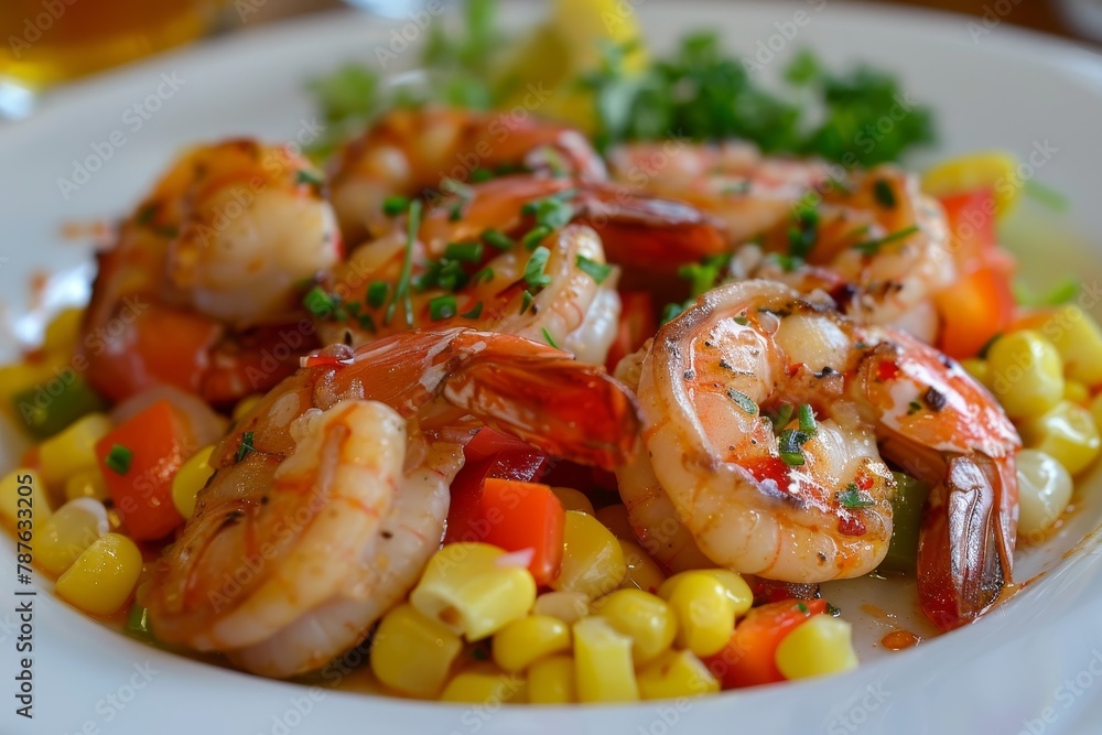 Garlic shrimp with spicy corn Garlic shrimp with spicy corn