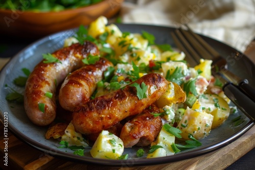 German sausage and potato salad
