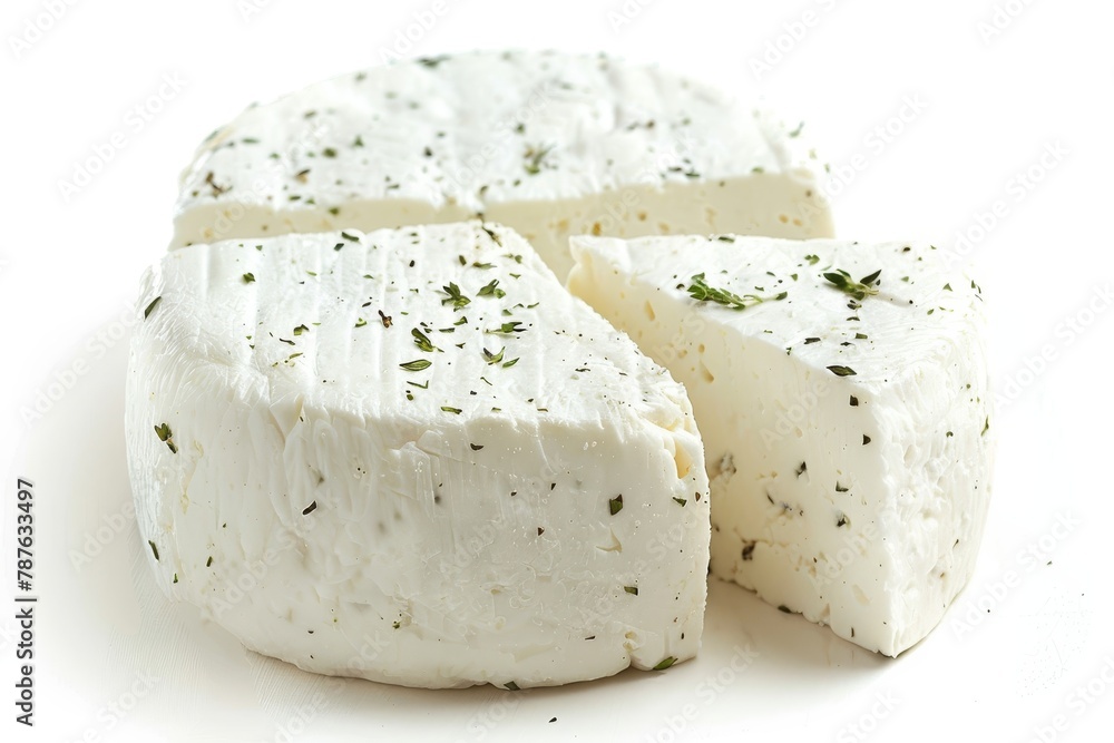 Goat cheese on white background