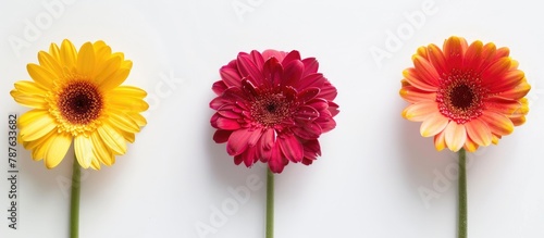 Gerbera flower heads isolated on a white background. photo