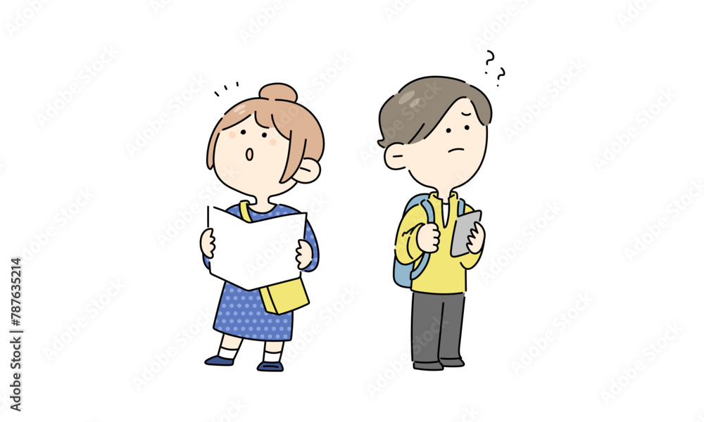 迷子　観光客のイラスト