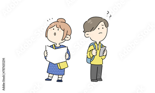 迷子　観光客のイラスト