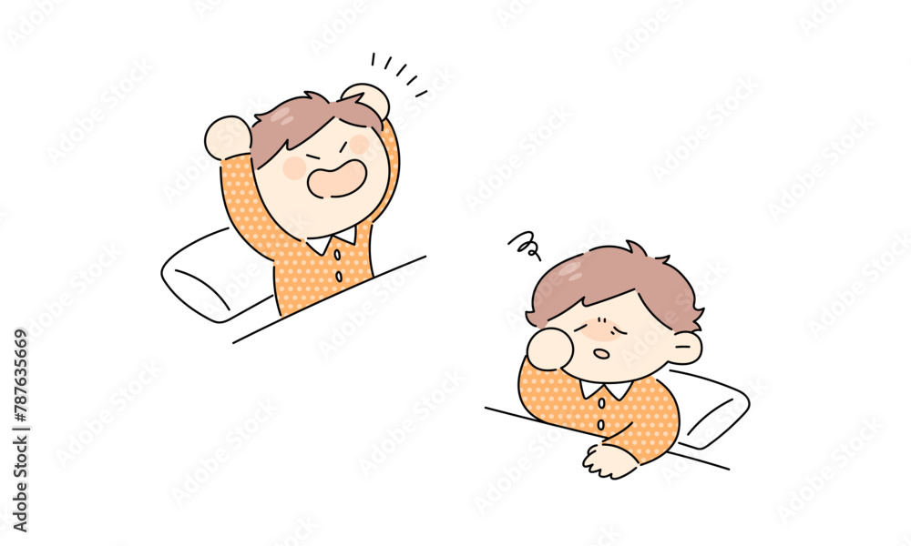 寝起きの男性イラストセット 寝起きの男性イラストセット